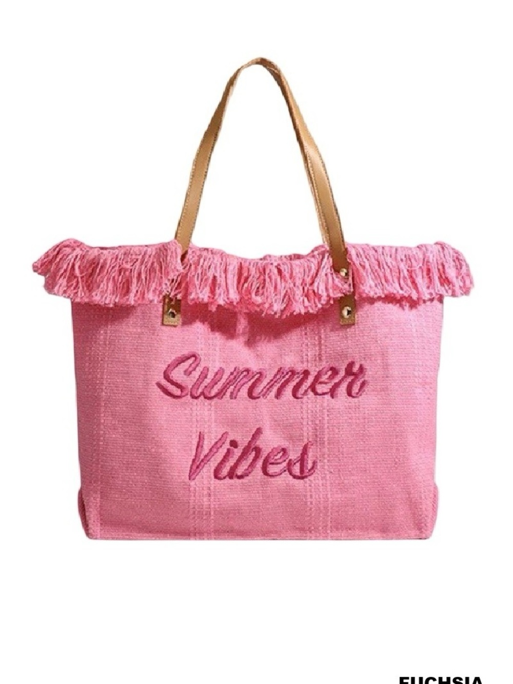 Zenana SUMMER VIBES FRINGE CANVAS TOTE BAG - Picture 2 of 3